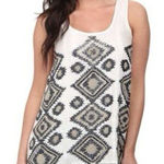 Stetson  White Silver Tank Top Beaded Aztec Western Double layer NFR rodeo small Photo 0