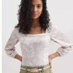 Anthropologie  Pink Velvet Square Neck Long Sleeve Top Medium E37 Photo 0