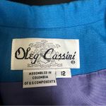 Oleg Cassini Vintage 80s  Blazer Jacket Bright Lapis White Trim Gold Lion Buttons Photo 9