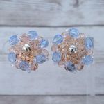 Vintage Clip On Earrings Large Pastel Tone Pink & Blue Statement Photo 0