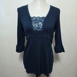 Illusion Y2K Blue Ribbed Knit Top Size 3X Clean Girl Retro Femme Photo 1