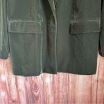 Open Edit  Green Relaxed Fit Velvet Blazer Photo 8