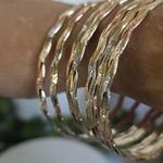 Set of Seven Tricolor Gold Filled Bangle Wave Design Bracelet Photo 5