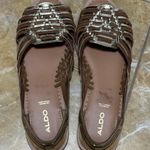 ALDO  Metallic Woven Slide Sandals, Flat Summer Shoes, (Pre-Owned, Visible Wear) Photo 2