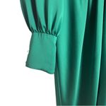 Ramy Brook Madeline Green Satin Plunge Neck Long Sleeve Gown Size 8 Photo 8