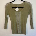 One girl who y2k scoop neck thermal glittery top size small Green Photo 0