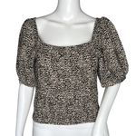 Sophie Rue  Shirt Womens Large Brown‎ Cheetah Animal Square Neck Cropped Edgy Photo 0