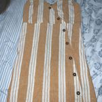 linen striped mini sun dress white and yellow Size M Photo 0