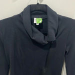 Armani Collezioni  Long Sleeve Half Zip Drape Front Black Mid Dress Sz 4 Photo 2