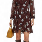 Altar'd State Floral Mini Dress Womens M Maroon V-Neck Chiffon Boho Fall Earthy Photo 0