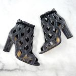 Alexandre Birman Loretta Metallic Caged Block Heel Sandal Booties Silver 38.5 Photo 0