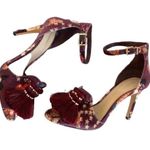 Gianni Bini Floral Print Burgundy Suede Open Toe
Pumps(Size 7) Photo 0