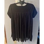 Worthington Women's Black Gold Zippers on the shoulders pleated back top size 0X Photo 3