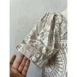 H&M Square Neck Beige White Aztec Sun Geometric Pattern Babydoll Dress Size 4 Photo 4