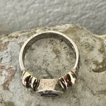 Unique Sterling Silver & 14K Gold Ring with Blue Faceted Stone Photo 2