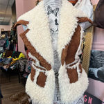 Guess  Tan and Cream Shearling Vest Photo 0