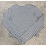 Hollister Black White Stripe Embroidered Butterfly Long Sleeve Crop Top Size L Photo 2