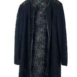 Ralph Lauren Lauren “Leolya” Black Open Front Sheer Floral Lace Duster Jacket Photo 0