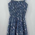 Jessica Simpson Dress Size Medium Blue Floral Smocked Smock Tiered Wedding Guest Photo 8