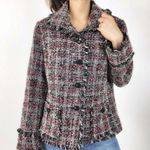 Chico's Chico’s Tweed fringe blazer black pink medium black multicolor 2000s Photo 7