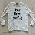 Wooden Ships But First Coffee Knit Sweater Oversized Sz S/M Photo 0