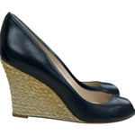 LK Bennett L.K. Bennett Black Leather Peep Toe Wedge Heels Photo 0