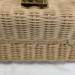 Madison West Madeline Crossbody Straw & Vegan Leather Satchel Crossbody NWT Yellow Photo 3