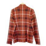 Joie  Plaid Shacket Soft Knit Full Zip Sweater Jacket Rust Black White Size Large Photo 1