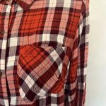 LINDA ANDERSON Crochet Back Plaid Womens Shirt Sz Small Western Festival Orange Photo 2