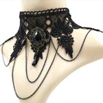 Gothic Retro Black Lace Lolita Necklace Pendant‎ Vampire Chain Lace Necklace Photo 9