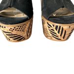 sbicca  Staycation Black Suede Ankle Lace Up Platform Wedge Sandal size 10 Photo 2