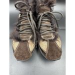 Coach COLETTE Logo Fabric Mongolian Lamb Lining Sz 7 Ankle Boot Lace Up Shoes Photo 3