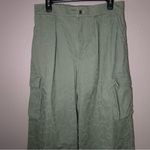 Anthropologie Avec Les Filles Green Floral Wide Leg Cargo Pants Womens Large Photo 4
