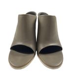 Tibi  Bee Brazilian Leather Open Toe Mules Storm Gray Stacked Wood Heel Size 40 Photo 8