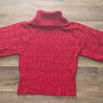 Open Knit Dolman Sleeve Cowl Turtleneck Sweater M Red Size M Photo 0