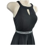 Emerald Sundae Black Halter Keyhole Embellished Waist Fit Flare Dress XS LBD Photo 1