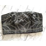 Kimchi Blue  Velvet Beaded Bustier Elegant Embellished Zip Top Crop Sz L Photo 1