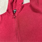 Eileen Fisher Cardigan Nubby Knit Sweater Hooded Front Zip Longsleeve in Red M Photo 3