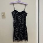 Adrianna Papell Black Sz 5/6 Shimmer Glitter Mini Prom Homecoming Formal Dress Cutout Silver Photo 6