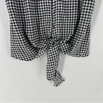 Ann Taylor Checked Knot Front Top Button Front B Neck Short Sleeve Chiffon Photo 5