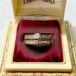 14K Gold Diamond Wedding Ring Set Sz 5 Engagement Band Bridal Stacking Ring Photo 1