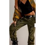 Free People We The Can't Compare Slouch Pants Cargo Green M Straight Mid-Rise Photo 5