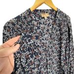 Anthropologie  KACHEL Women’s Silk Mini Floral Long Sleeve Navy Blouse Photo 1