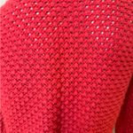 LL Bean Coral Red Cardigan Sweater Chunky Knit Button Up Lg Lagenlook Preppy Photo 4