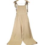 ASOS‎ DESIGN Wide Leg Tie Strap Jumpsuit Tall Beige Cotton Women's Size 0 Tan Photo 0