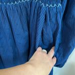 Draper James RSVP Navy Smocked Square Neck Long Sleeve Midi Dress Pockets Sz L Photo 7