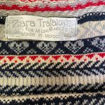 Knitted crochet pleated flare sweater holiday Christmas ski preppy striped skirt Blue Size M Photo 2