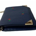 Urban Expression Urban Expressions Blue Vegan Leather Cross Body Clutch Purse Gold Chain Strap Photo 4