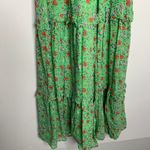 Banjanan Iris Floral Maxi Ruffle Tier Sleeveless Sheath Cotton Green Dress XS Photo 8