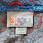 LuLaRoe Blue Red Patterned Midi Circle Skirt Size 2XL Photo 3